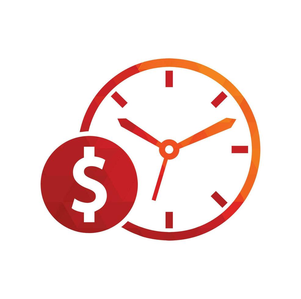 Time dollar logo design template icon. Time is money concept, clock and coin. vector