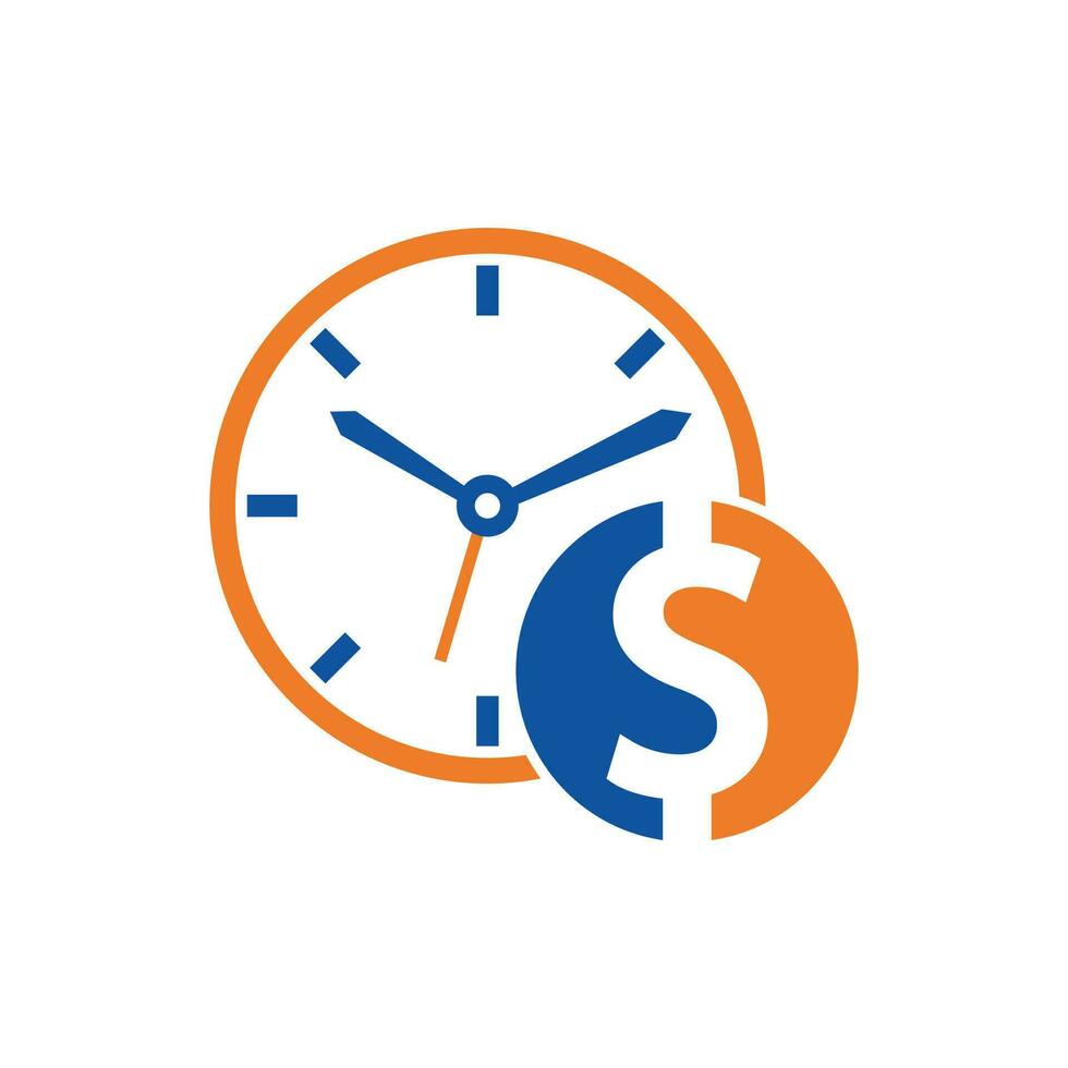 Time dollar logo design template icon. Time is money concept, clock and coin. vector