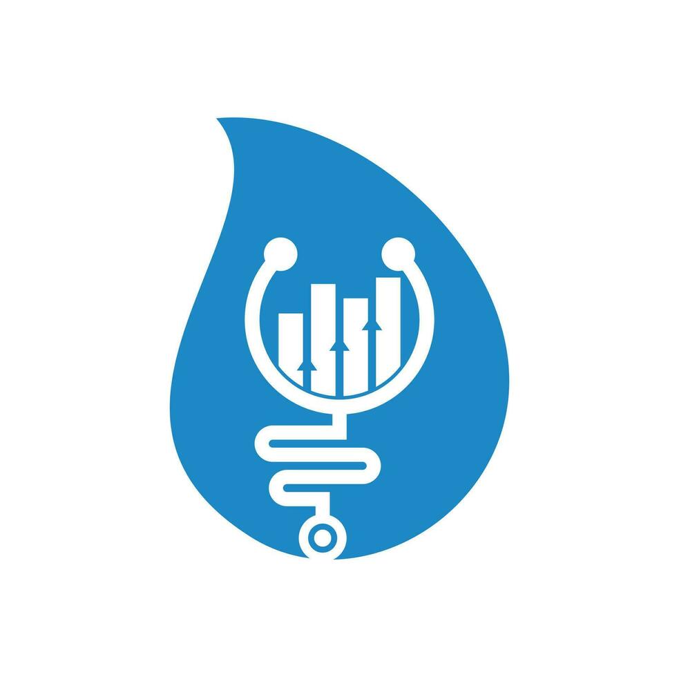 Stethoscope finance drop shape concept logo design icon vector. Nurse accounting logo. Medical pharmacy logo design template. vector