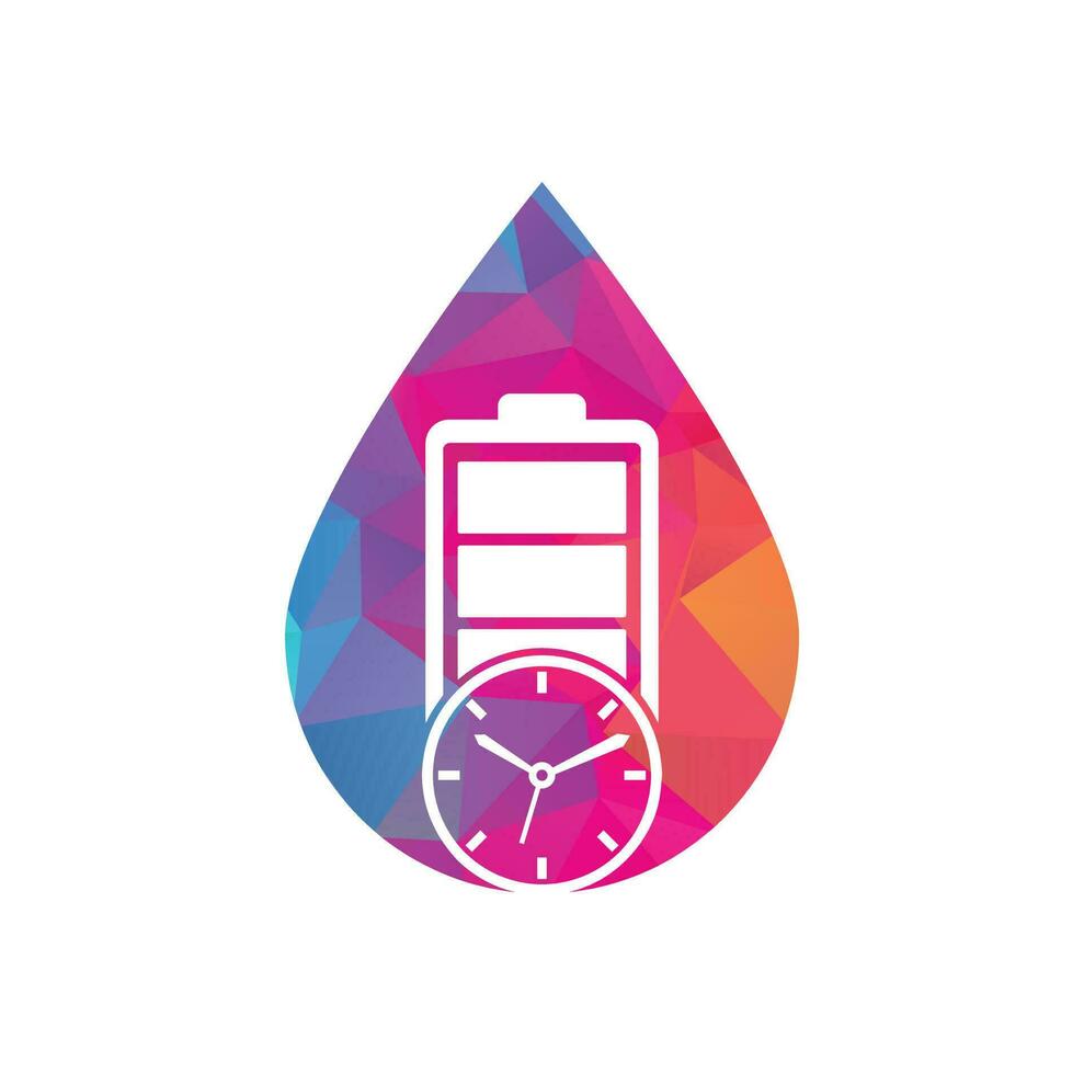 Battery time drop shape concept logo design template. Speed charge energy logo vector. vector