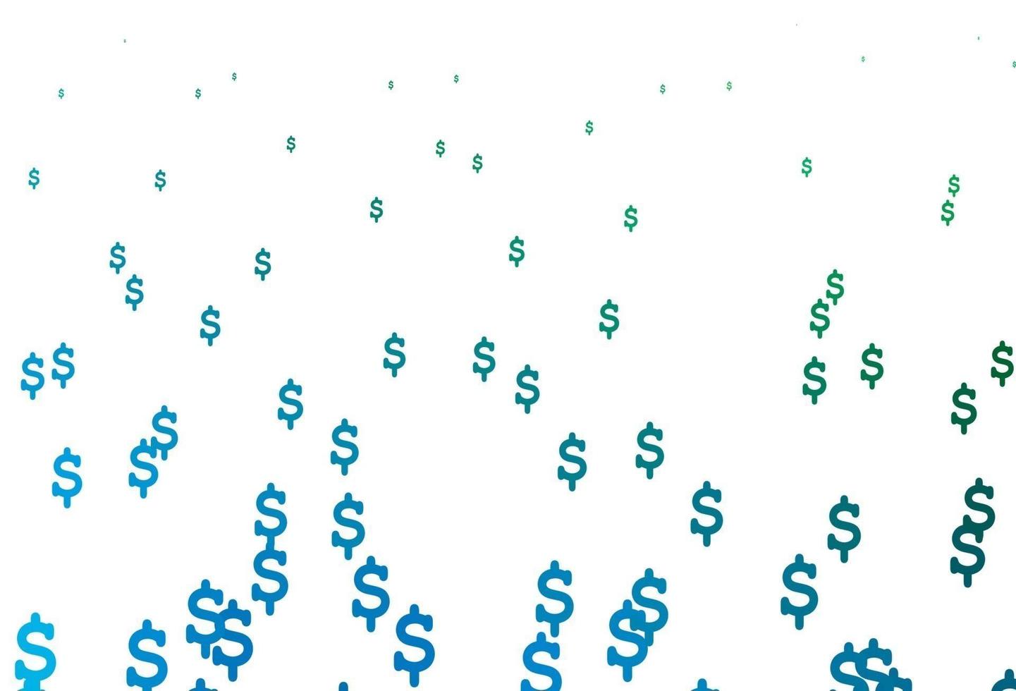 cubierta de vector azul claro, verde con signos de dólar.