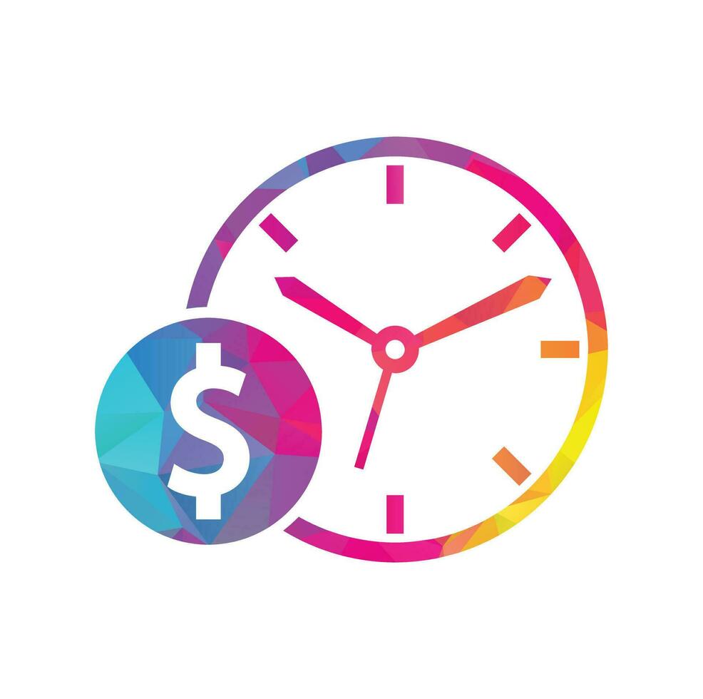 Time dollar logo design template icon. Time is money concept, clock and coin. vector