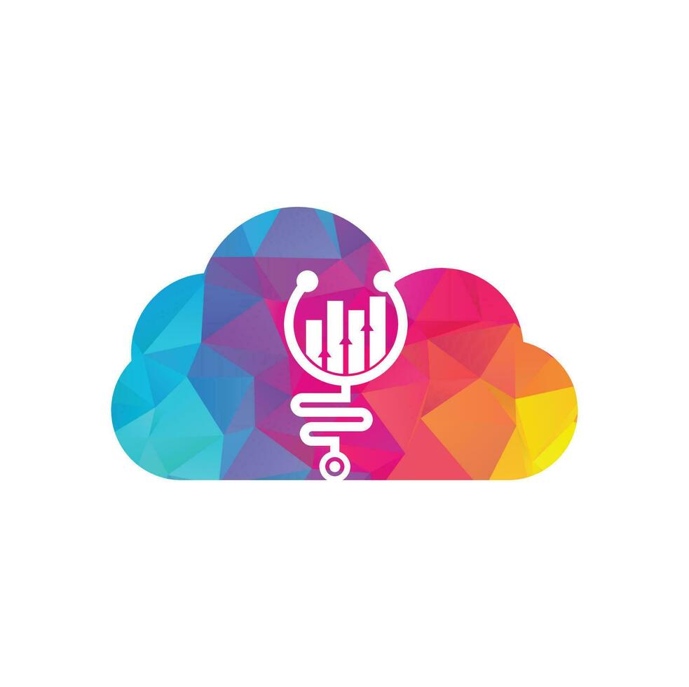 Stethoscope finance cloud shape concept logo design icon vector. Nurse accounting logo. Medical pharmacy logo design template. vector