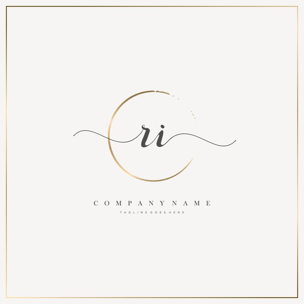 RI Initial Letter handwriting logo hand drawn template vector, logo for beauty, cosmetics, wedding, fashion and business vector