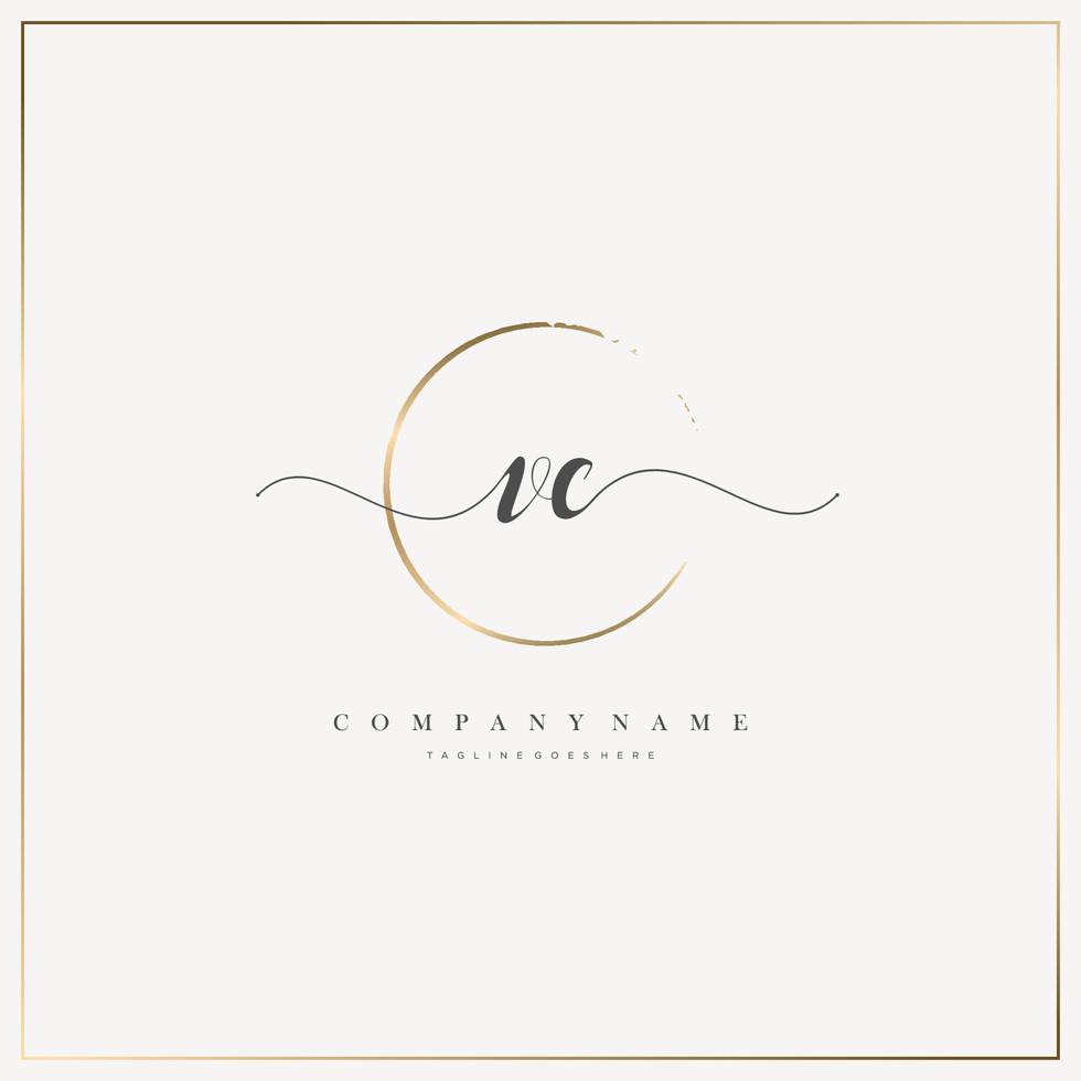 VC Initial Letter handwriting logo hand drawn template vector, logo for beauty, cosmetics, wedding, fashion and business vector