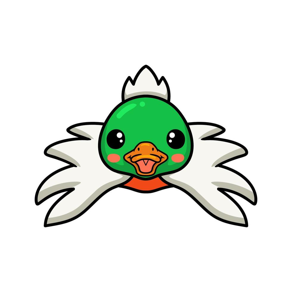 Cute little duck cartoon flying vector