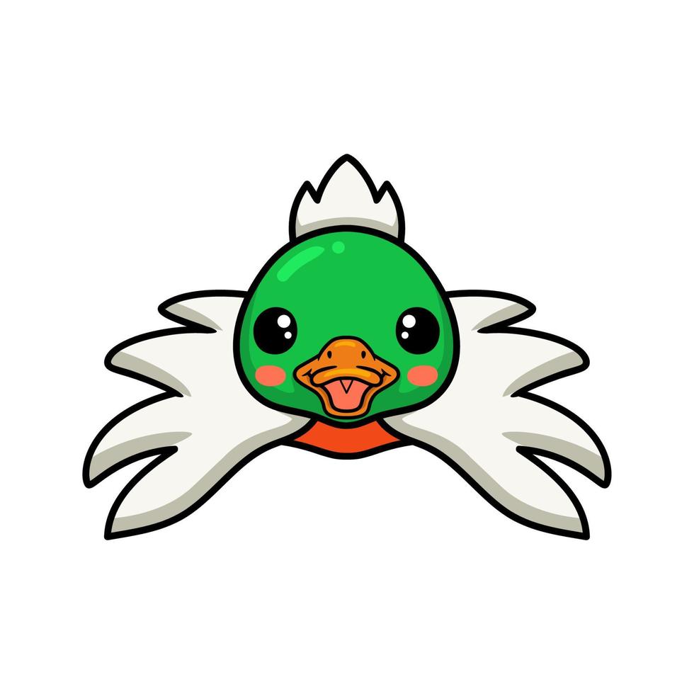 Cute little duck cartoon flying vector