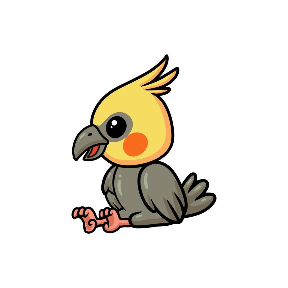 Cute little cockatoo cartoon sitting vector