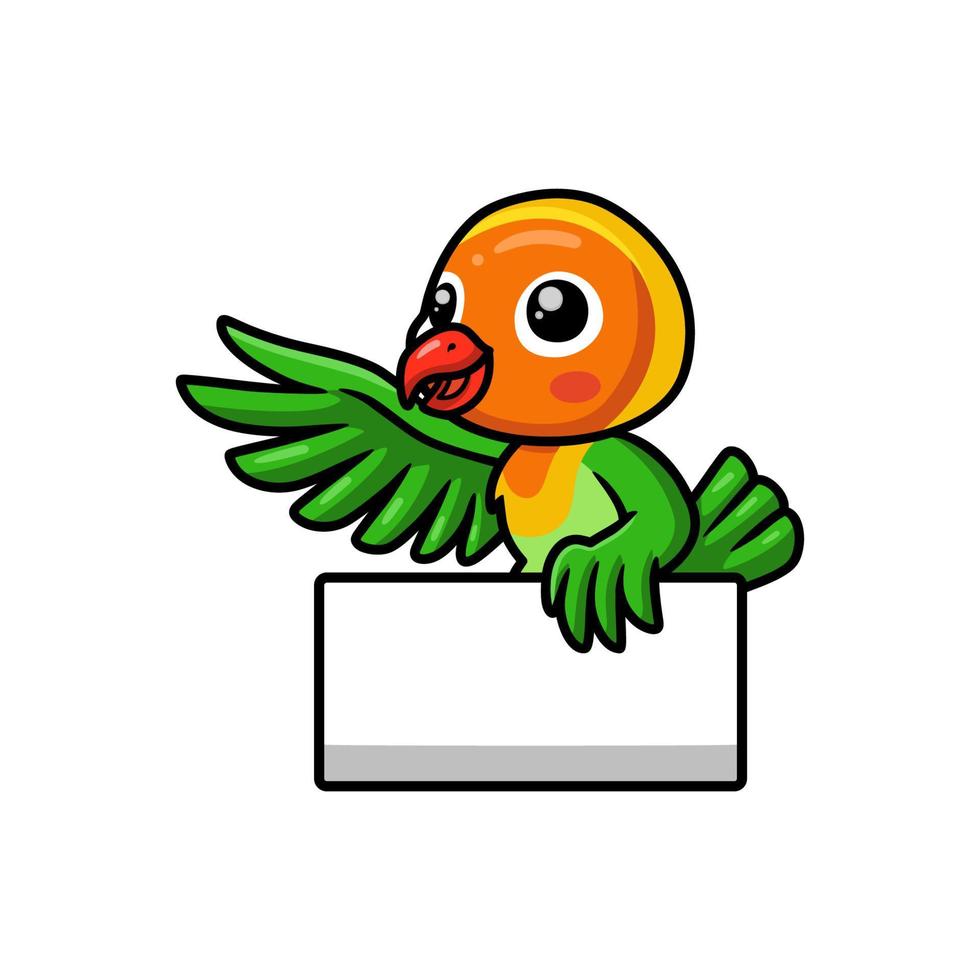 Cute little parrot cartoon with blank sign vector