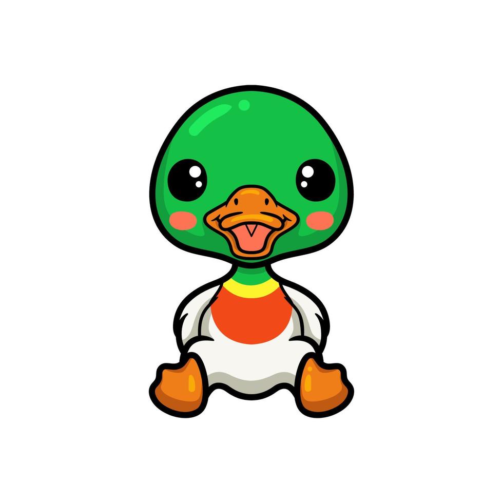 Cute little duck cartoon sitting vector