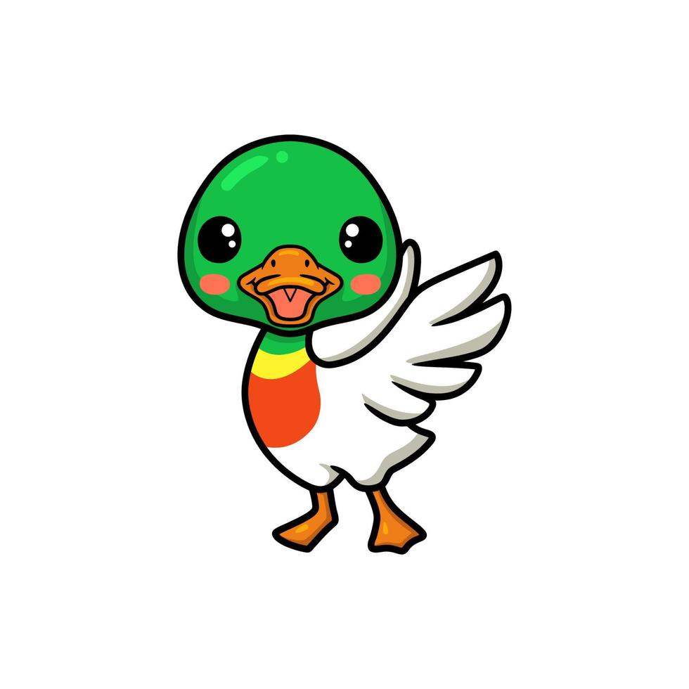 Cute little duck cartoon posing vector