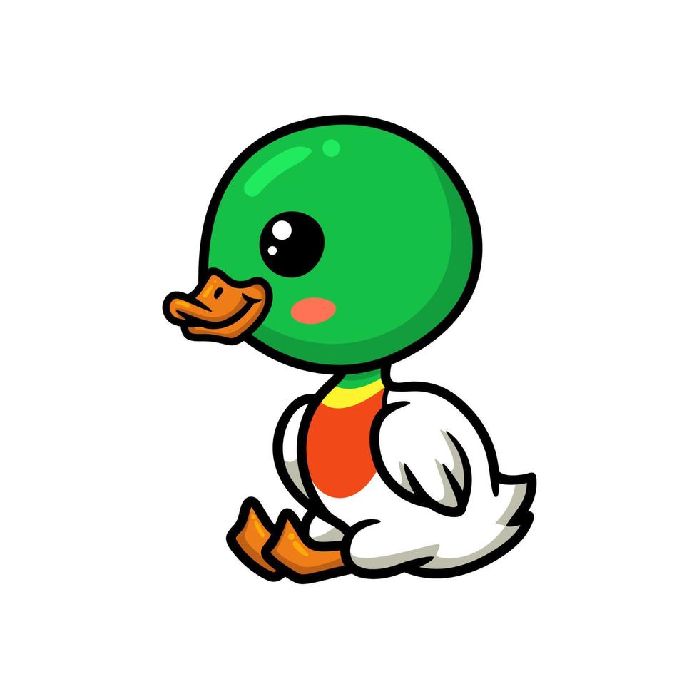 lindo patito sentado de dibujos animados vector