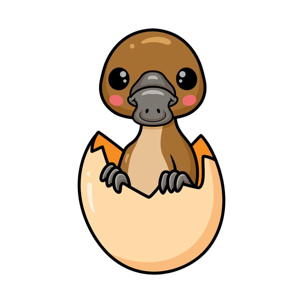 Cute baby platypus cartoon inside an egg vector