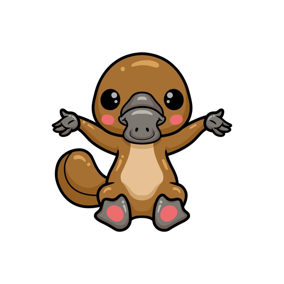 Cute baby platypus cartoon sitting vector