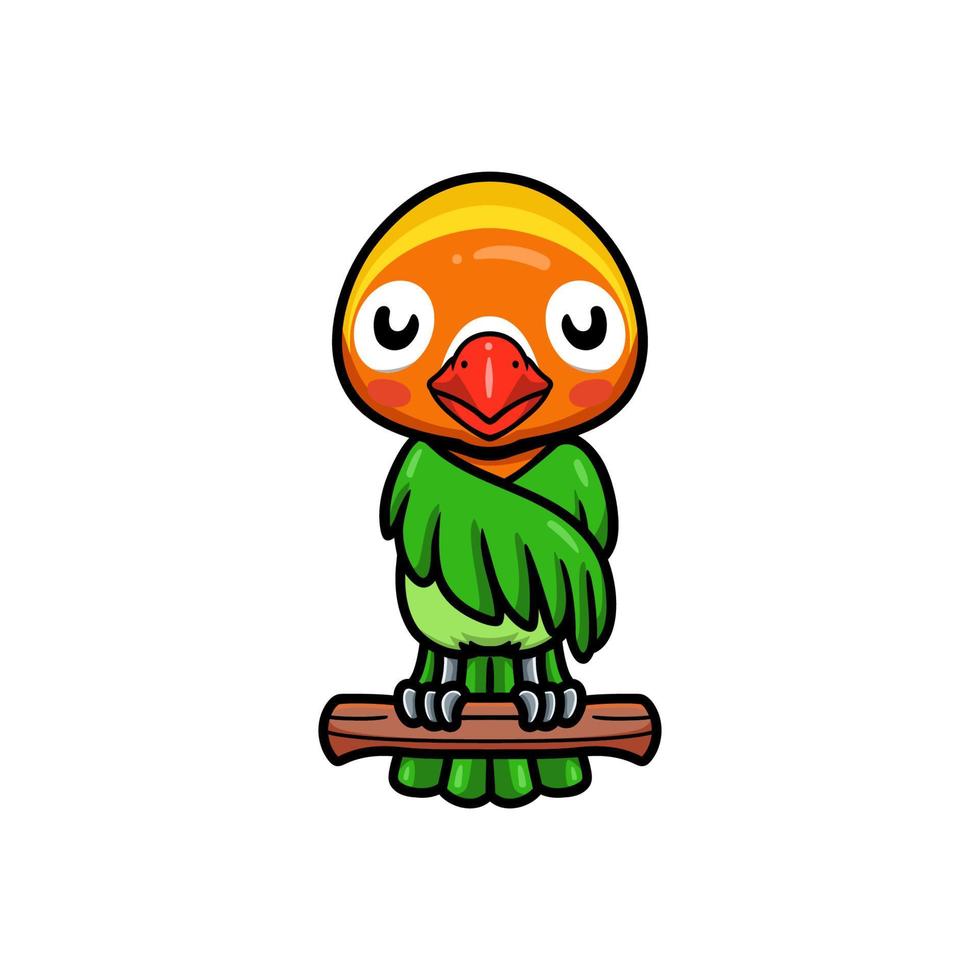 Cute little parrot cartoon on tree branch vector