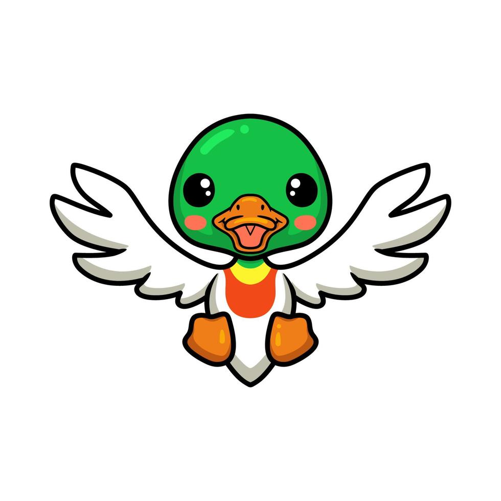 Cute little duck cartoon flying vector