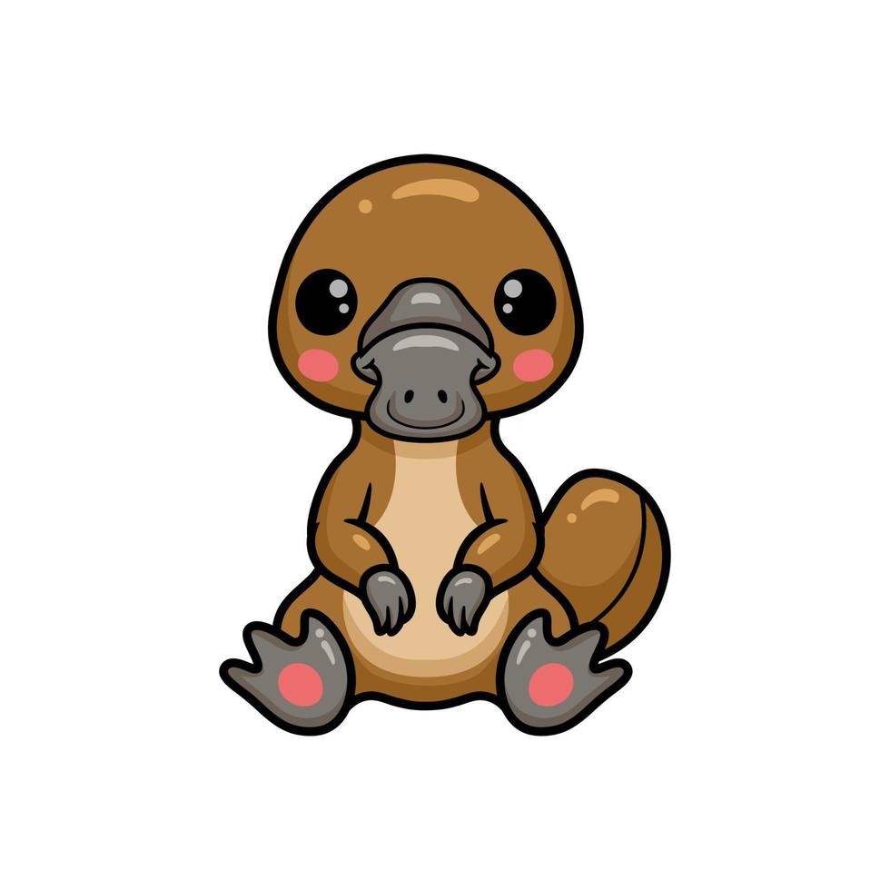 Cute baby platypus cartoon sitting vector