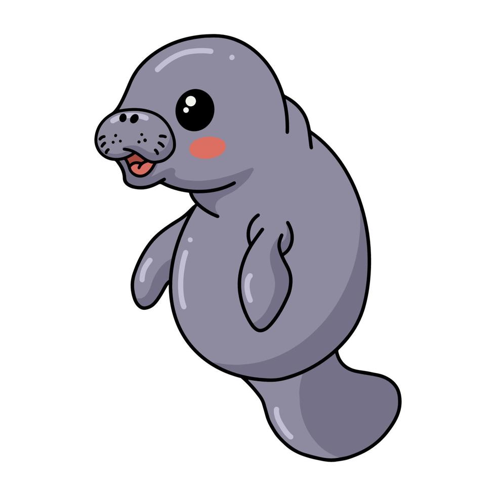 Cute baby manatee cartoon standing vector