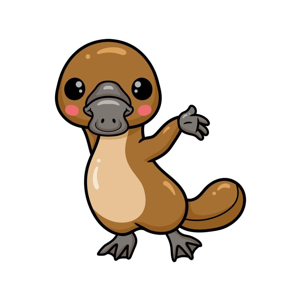 Cute baby platypus cartoon standing vector