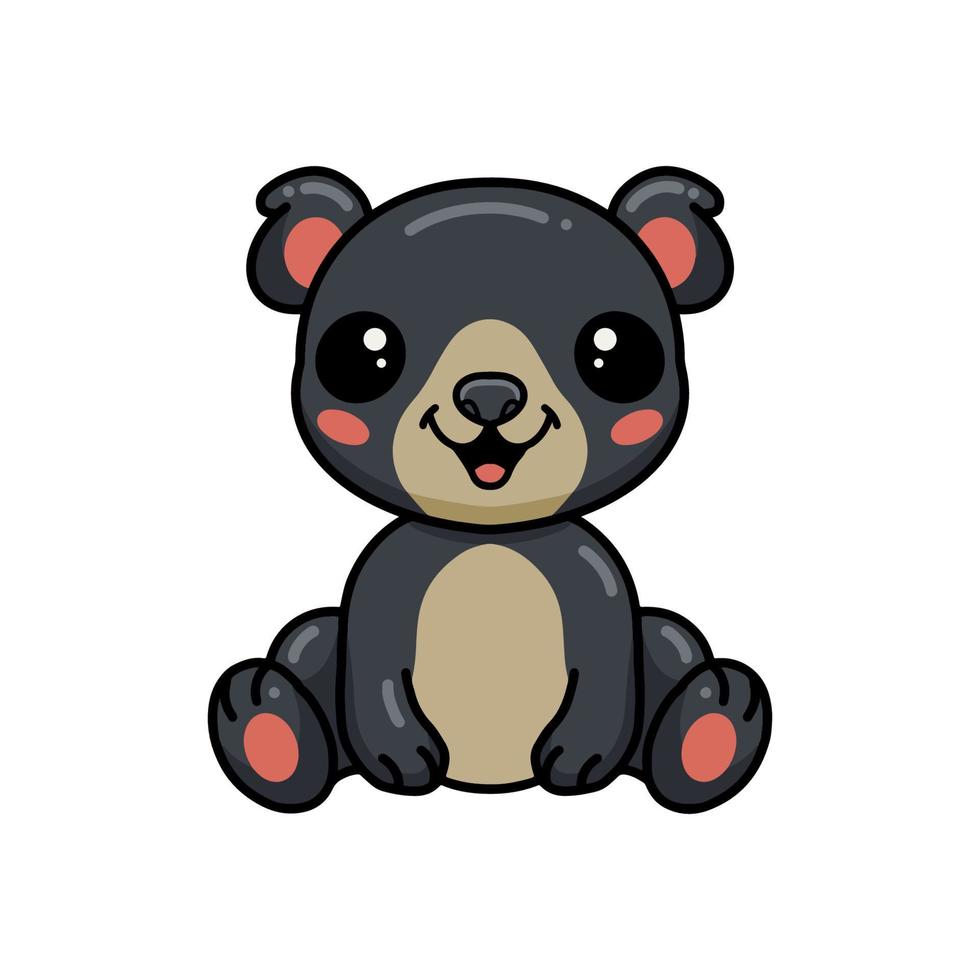 Cute little bear cartoon sitting vector