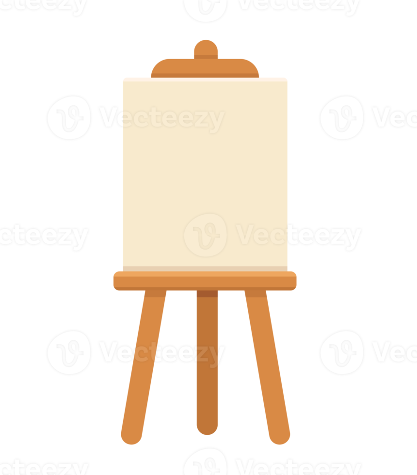 Wooden easel with blank canvas png