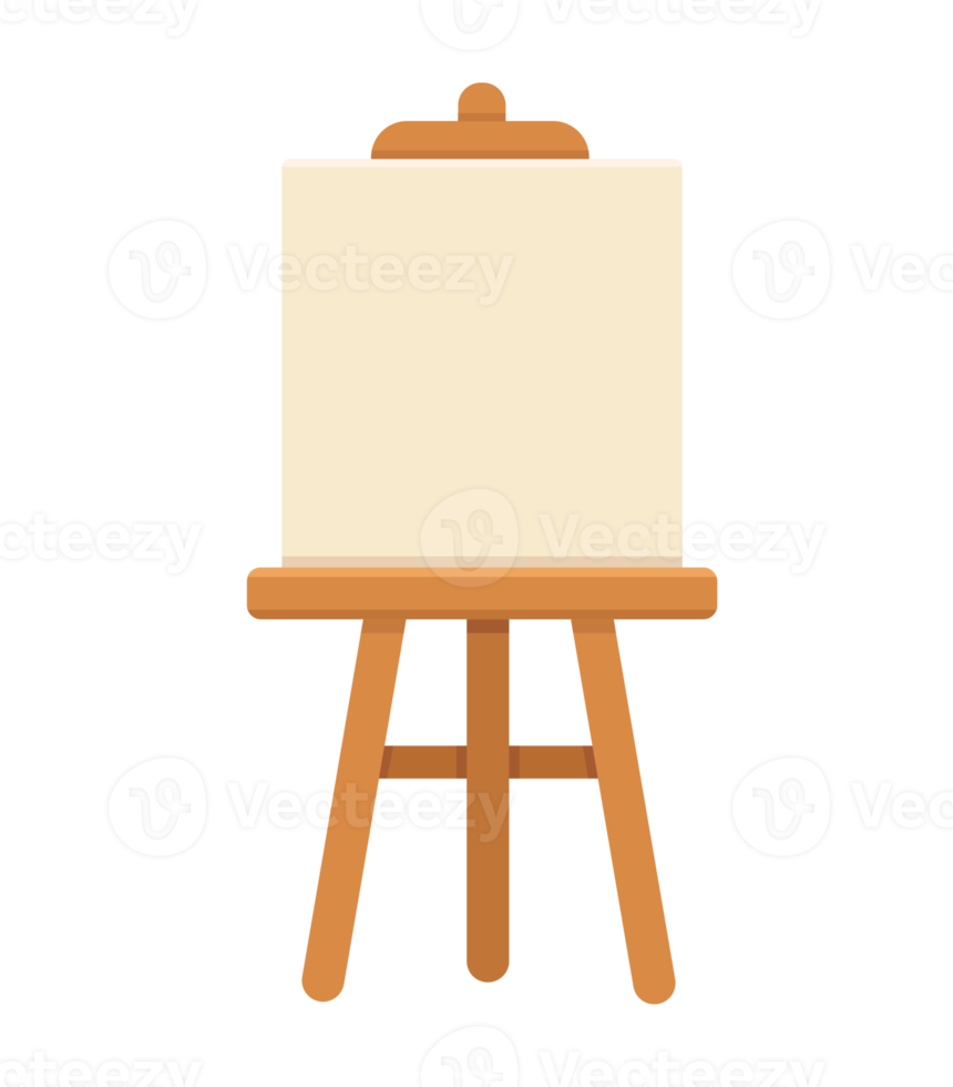 Wooden easel with blank canvas png