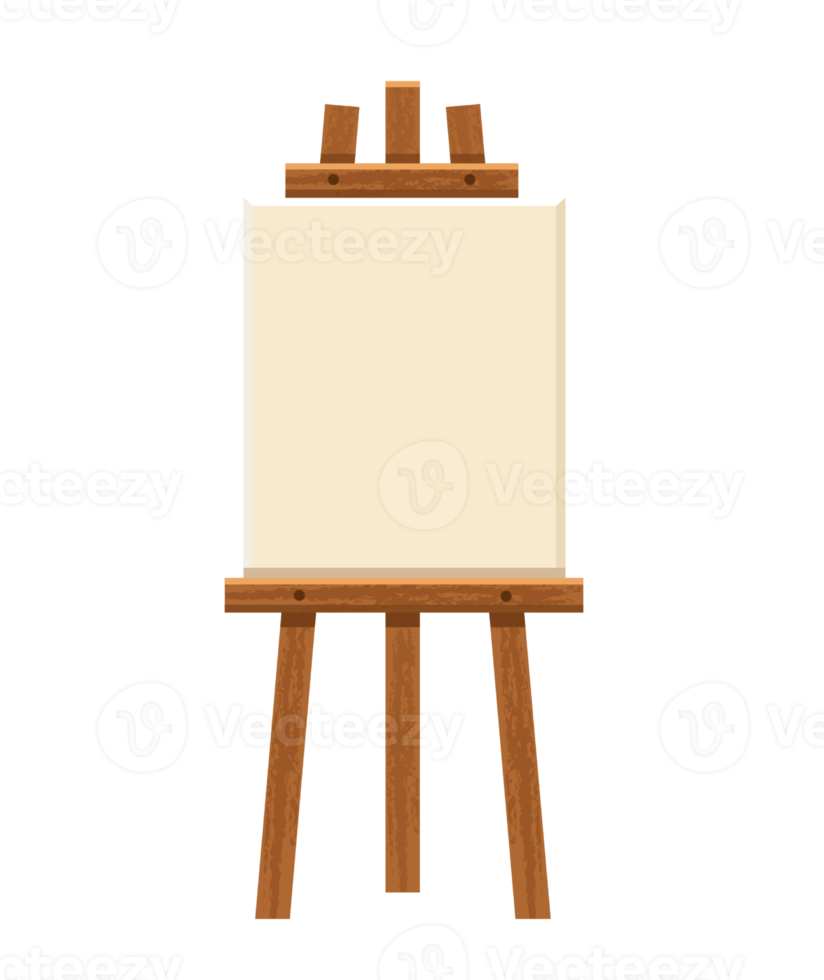 Wooden easel with blank canvas png