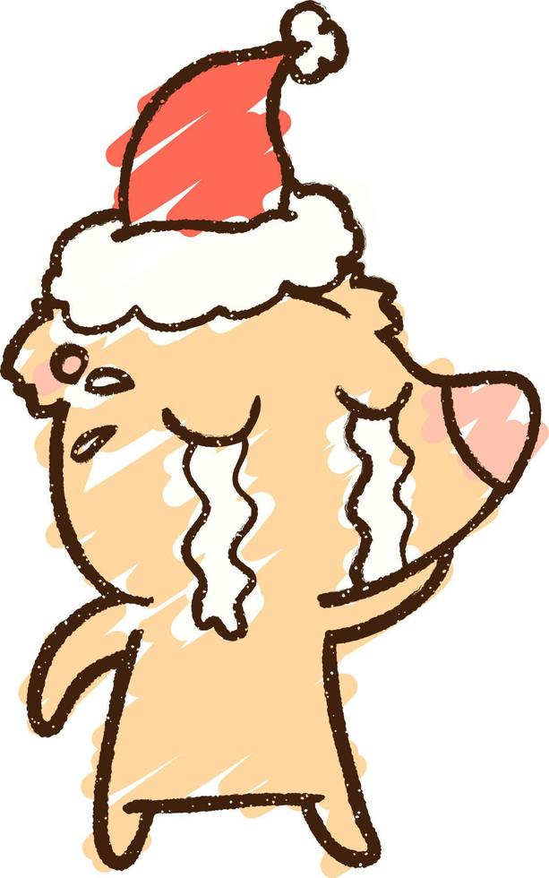 Crying Christmas Bear Chalk Drawing vector