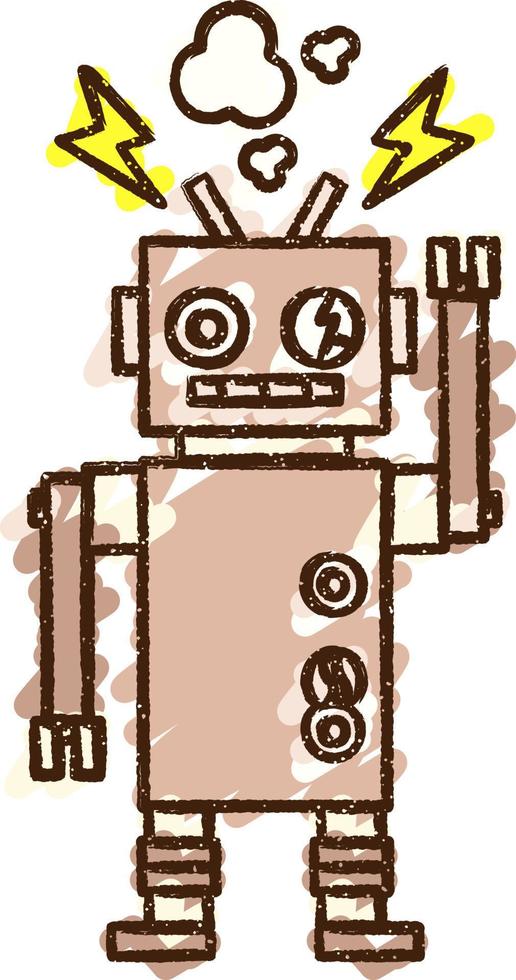 dibujo de tiza de robot vector