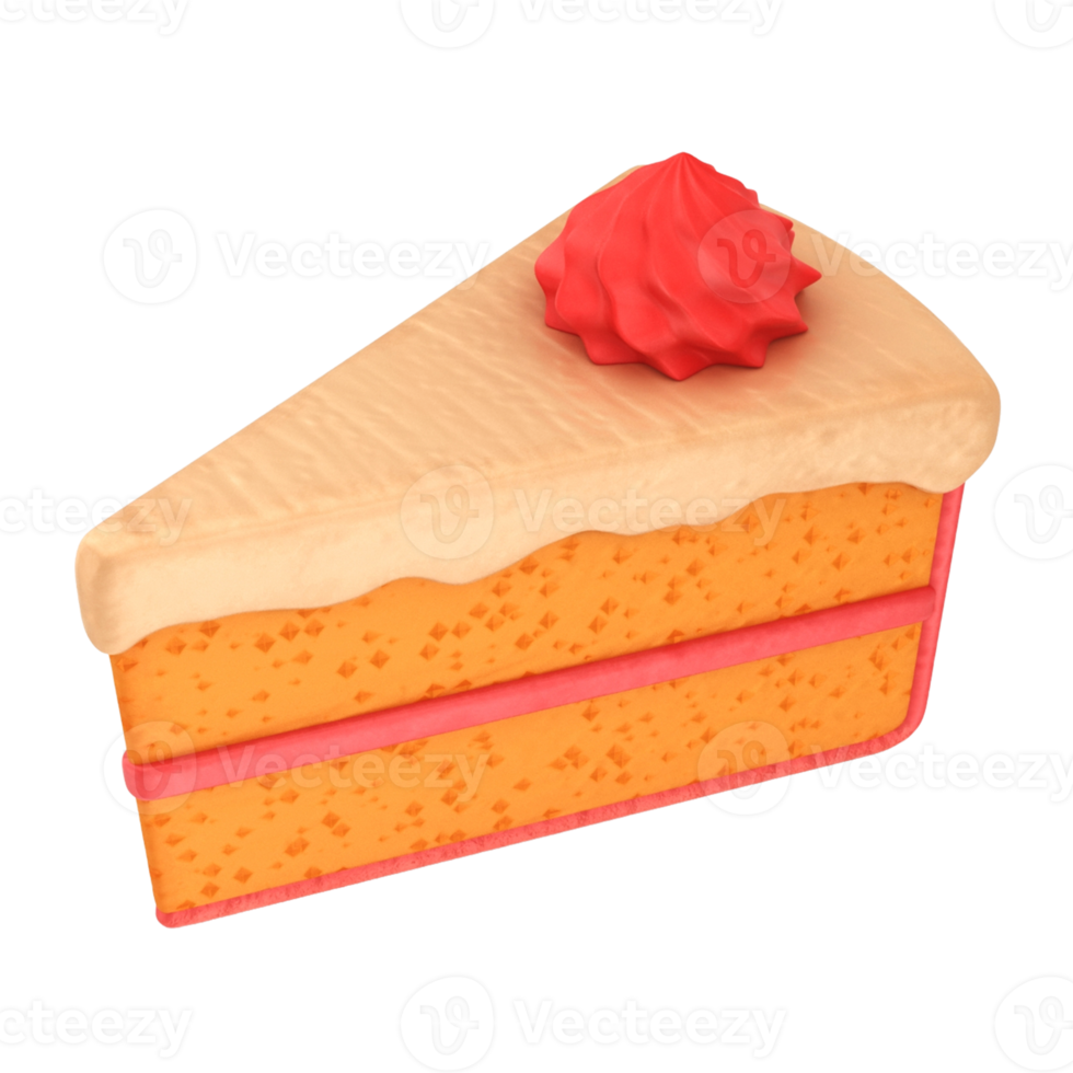 Strawberry cheese cake with mocca cream and red spot sugar for decoration. png