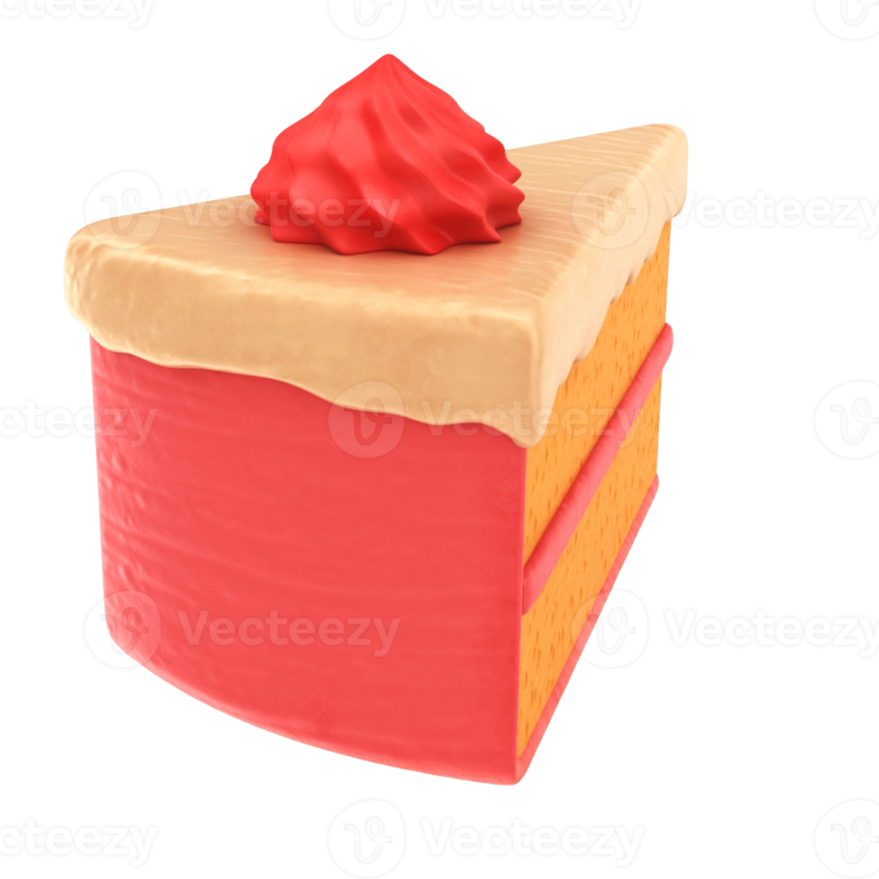 Strawberry cheese cake with mocca cream and red spot sugar for decoration. png