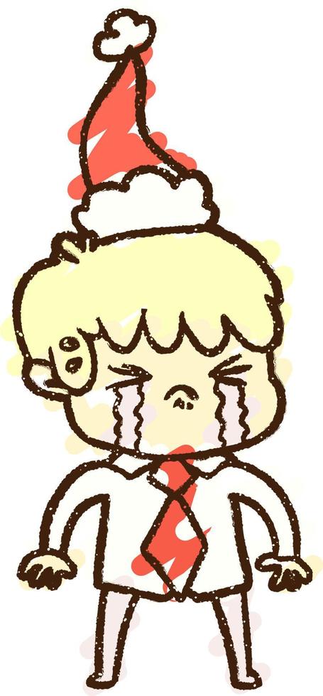Crying Office Worker Chalk Drawing vector
