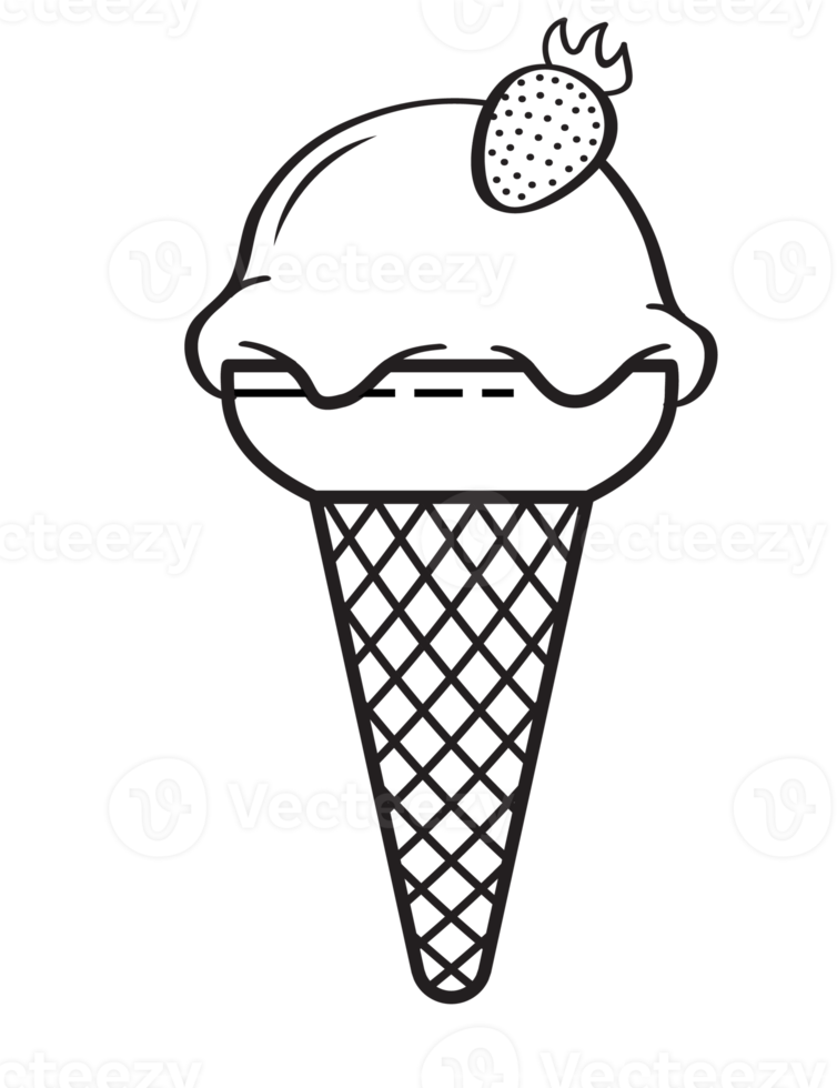 Ice cream line art illustration, PNG with transparent