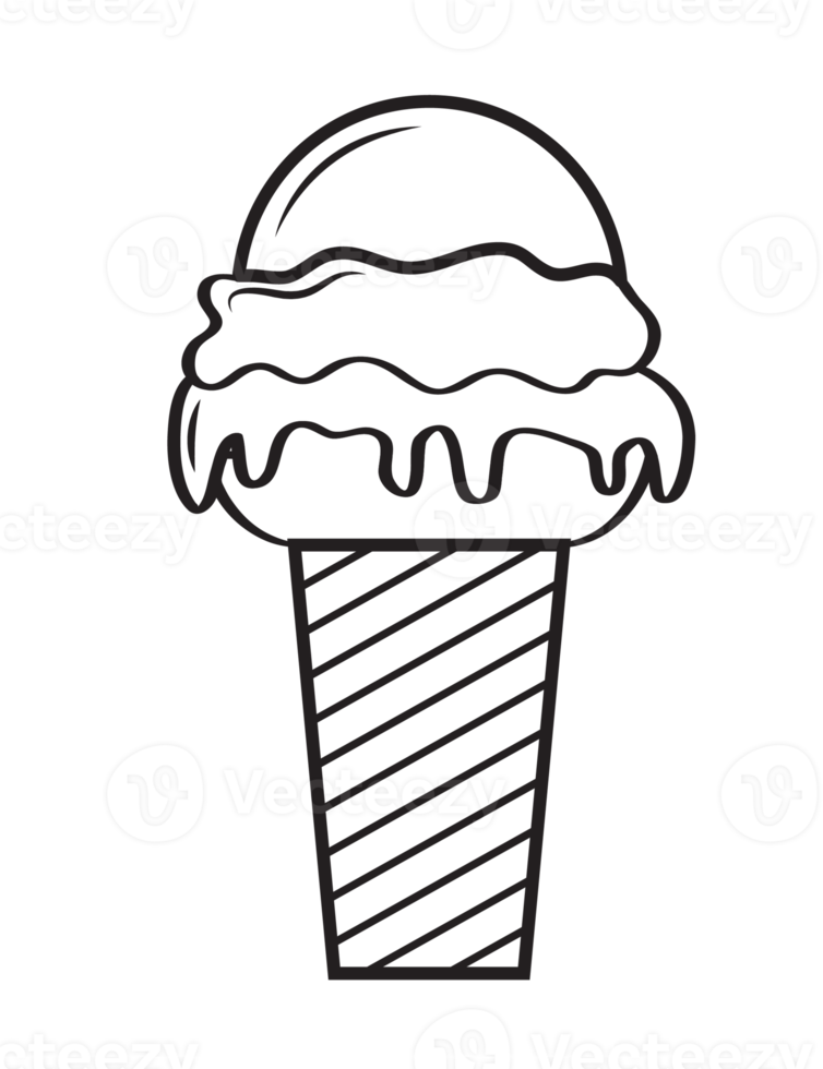 Ice cream line art illustration, PNG with transparent