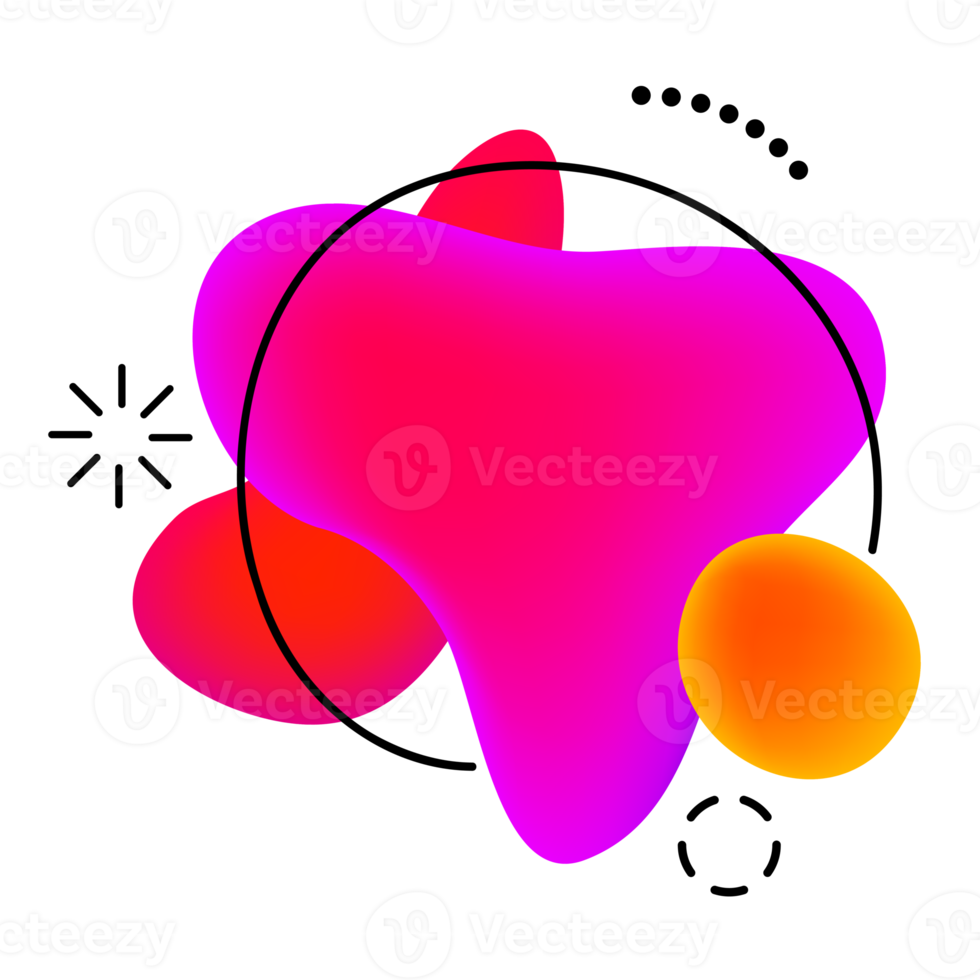 elemento de design de ameba. png com fundo transparente. forma orgânica irregular com cores gradientes vibrantes. copie o espaço para o seu texto.