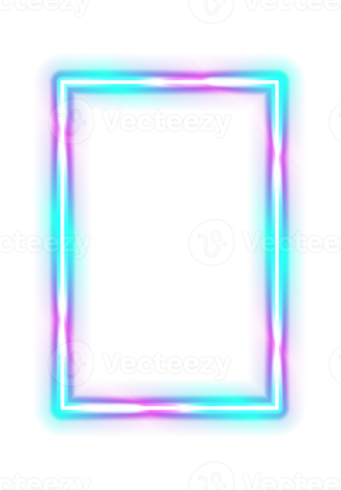 cadre néon, cadre néon brillant aux couleurs vives avec fond transparent png