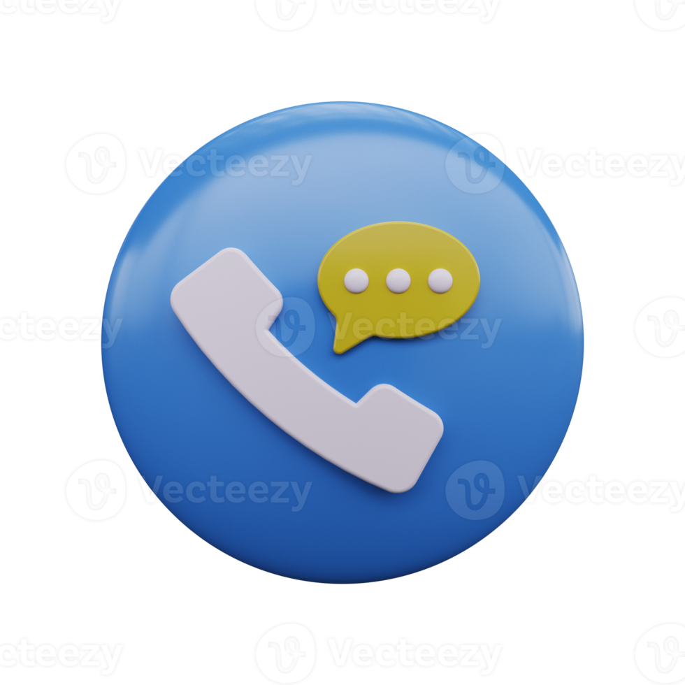 Phone call icon with conversation 3d render png