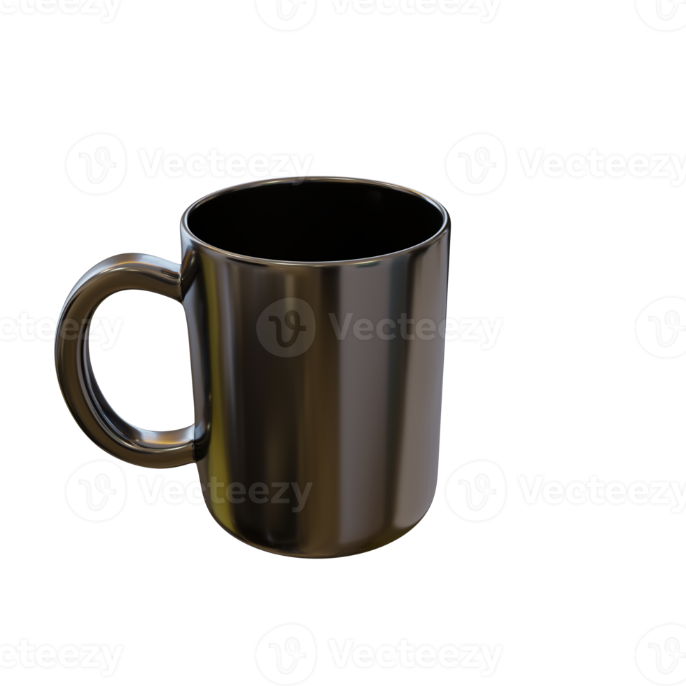 Black mug. 3d render png