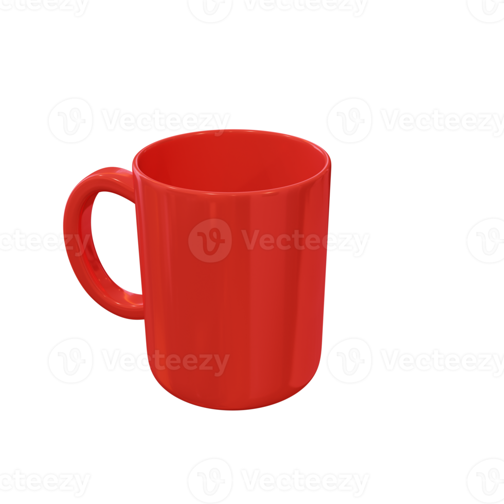 Red mug. 3d render png