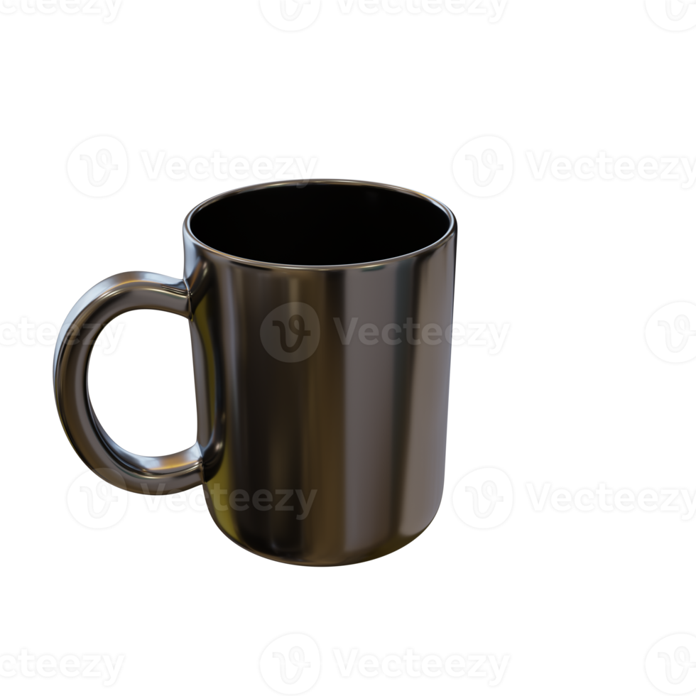 Black mug. 3d render png