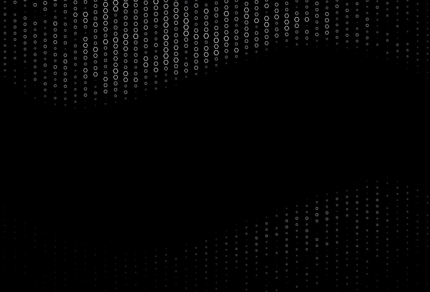 Dark Black vector background with hexagons.