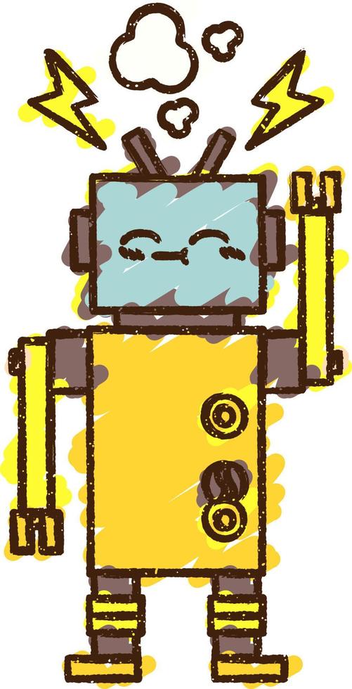 Malfunctioning Robot Chalk Drawing vector