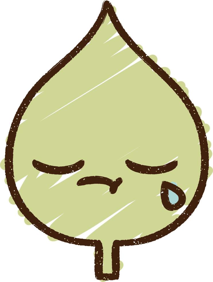 dibujo de tiza de hoja triste vector