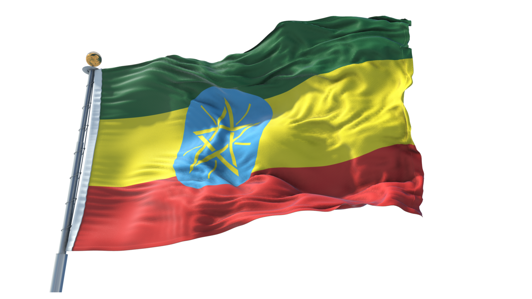 Ethiopia waving flag PNG