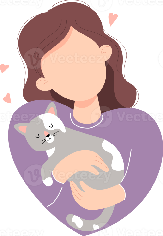 bellissimo ragazza con gatto png