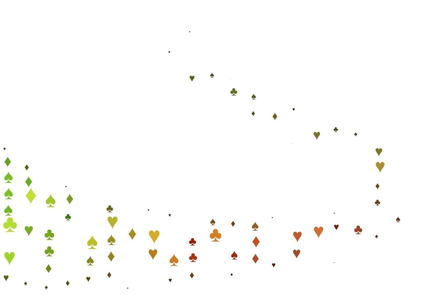 plantilla de vector verde claro, rojo con símbolos de póquer.