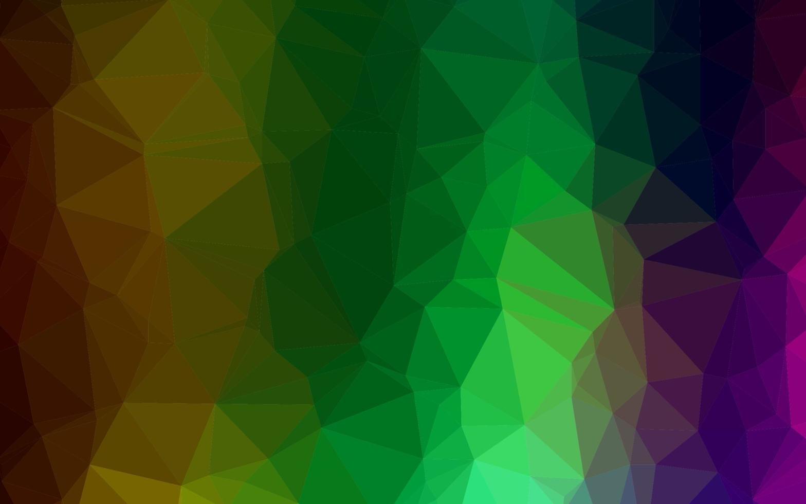 Fondo abstracto de polígono de vector de arco iris multicolor oscuro.