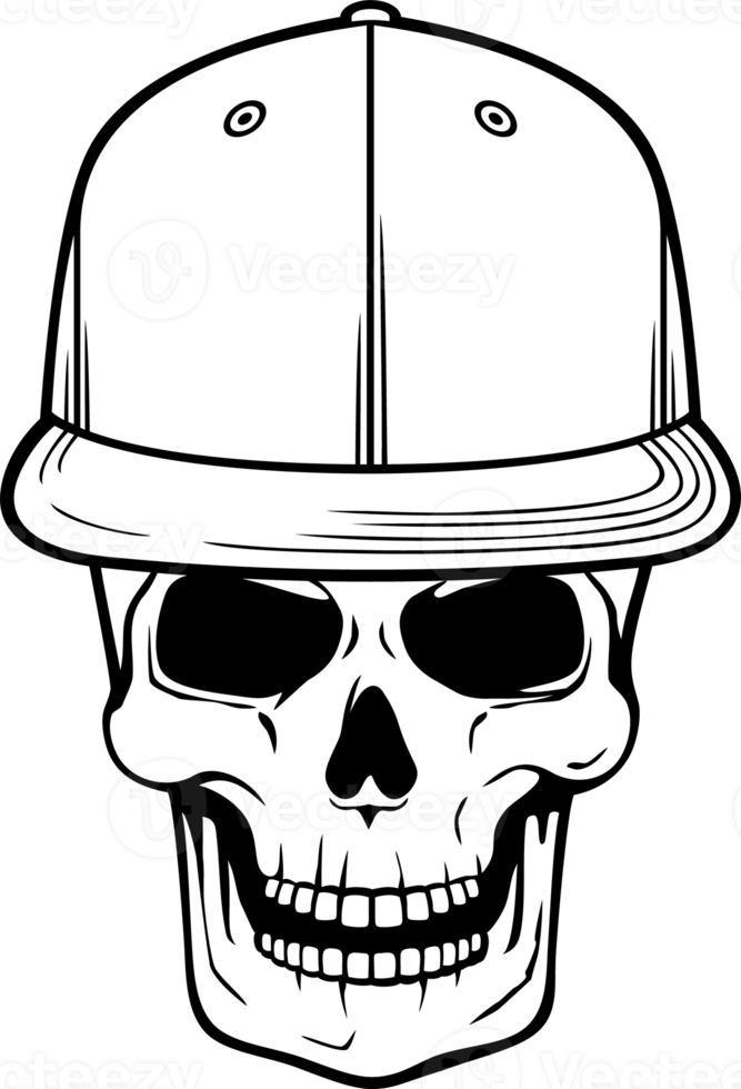 Human Skull with Rap Cap png