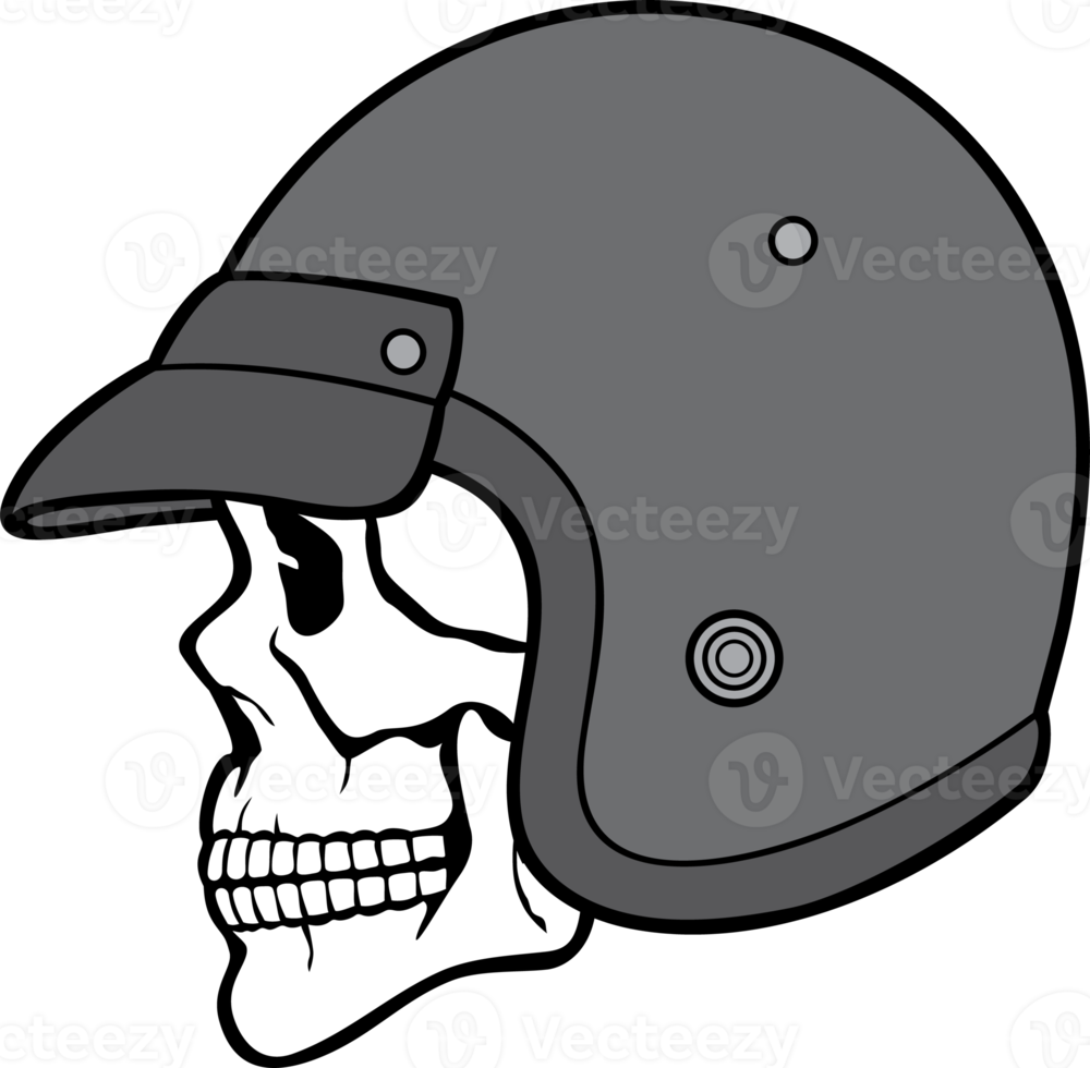 Skull with Motorcycle Helmet Color png