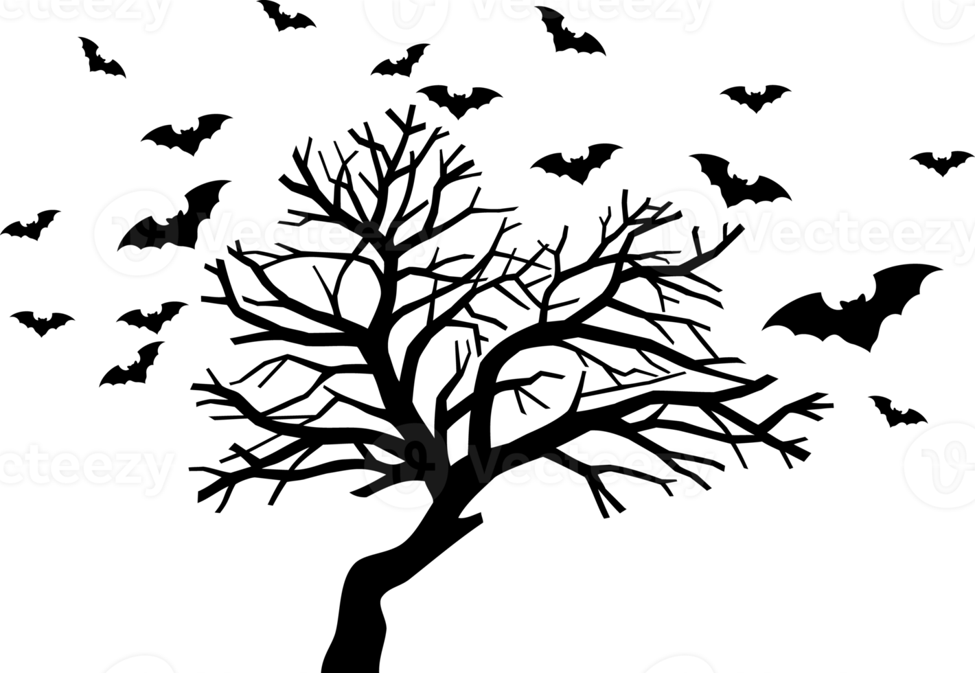 läskigt träd flock av fladdermöss png